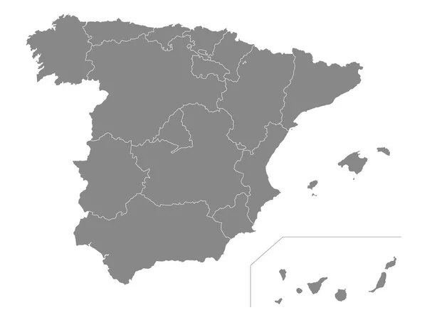 Gray Mapa Das Comunidades Autónomas Espanholas —  Vetores de Stock