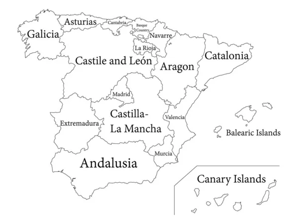 Mapa Las Comunidades Autónomas España — Vector de stock