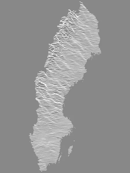 Mapa Relieve Topográfico Blanco Sobre Gris Suecia — Vector de stock