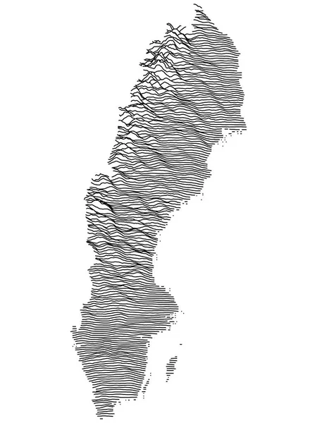 Fekete Fehér Topográfiai Relief Map Svédország — Stock Vector