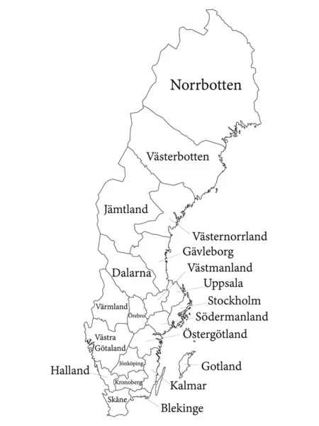 Mapa Condados Suecia Con Etiqueta Blanca — Vector de stock