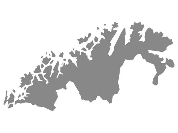 Mappa Grigia Della Contea Norvegese Troms Finnmark — Vettoriale Stock