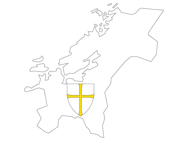 Χάρτης Ενσωματωμένο Οικόσημο Της Νορβηγικής Επαρχίας Trndelag Trndelage — Διανυσματικό Αρχείο