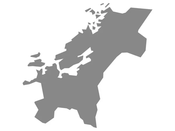 ノルウェーの灰色の地図 Trndelag Trndelage — ストックベクタ