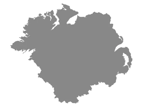 アルスター県の灰色のフラットマップ — ストックベクタ