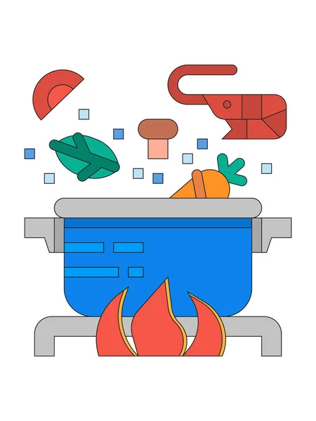 Clip Art Ilustrace Vaření Čerstvých Potravin Pro Boj Proti Viru — Stockový vektor