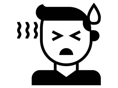 Corona-virüsü belirtileri olarak Siyah ve Beyaz Ateş ve Baş Ağrısı İllüstrasyonu