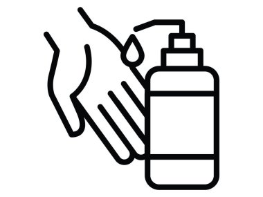 Corona-virüsüyle savaşmak için elleri sterilize etmenin siyah ve beyaz klip sanatı