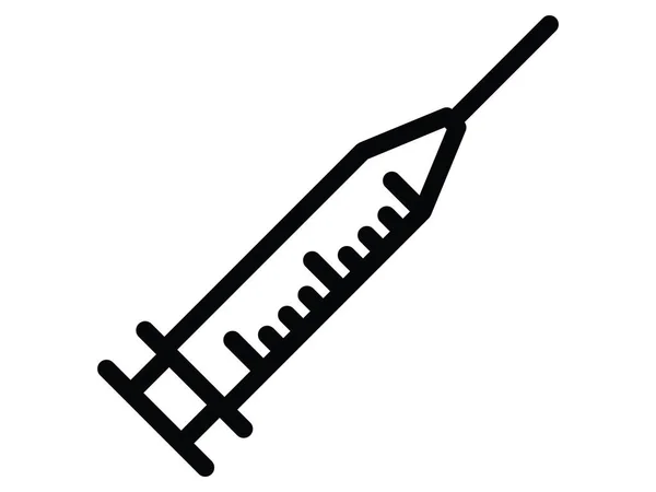 Black White Clip Art Illustration Simple Syringe Icon — 스톡 벡터