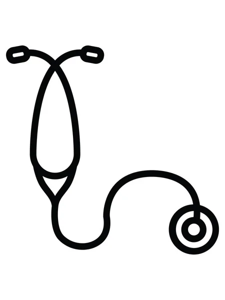 Black White Clip Art Illustration Simple Stethoscope Icon — 스톡 벡터