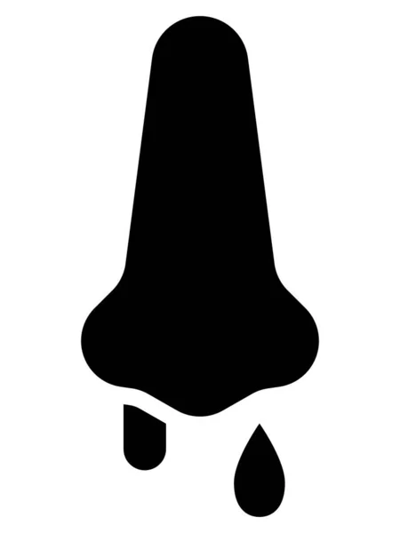 Black White Clip Art Illustration Dripping Nose Corona Virus Symptom — 스톡 벡터