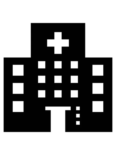 Zwart Wit Clip Art Illustratie Van Hospital Building Icon — Stockvector