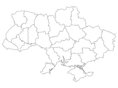 Avrupa 'nın Ukrayna Ülkesi Beyaz Bölgesi (Oblast) Haritası