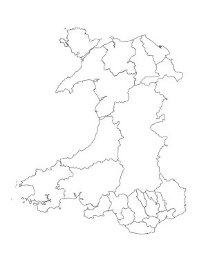 Galler 'in Ana Alanlarının Beyaz Düz Haritası