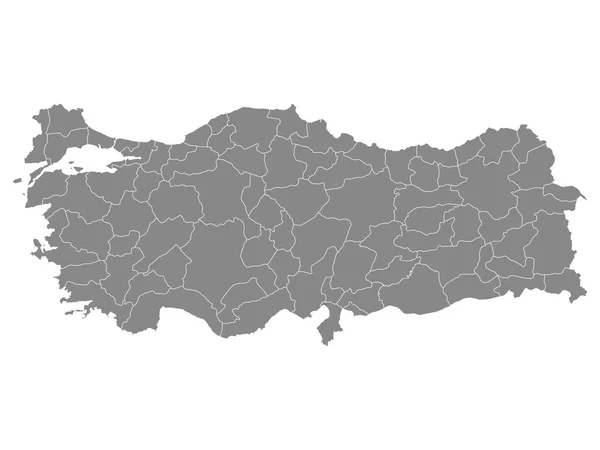 Karte Der Grauen Provinzen Des Europäischen Landes Der Türkei — Stockvektor