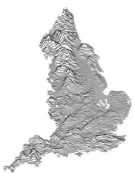 欧洲国家英格兰灰色3D地形图 — 图库矢量图片