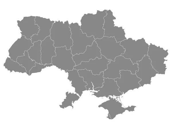 Gri Bölge Oblastlar Avrupa Nın Ukrayna Ülkesi Haritası — Stok Vektör