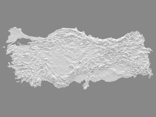 White Gray Relief Map European Country Turkey — Stockový vektor