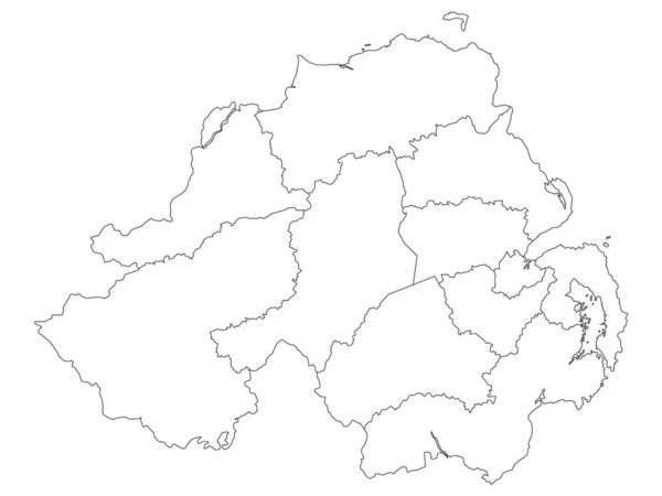 White Map Districts Northern Ireland Reino Unido — Vetor de Stock