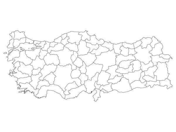 Províncias Brancas Mapa País Europeu Turquia — Vetor de Stock