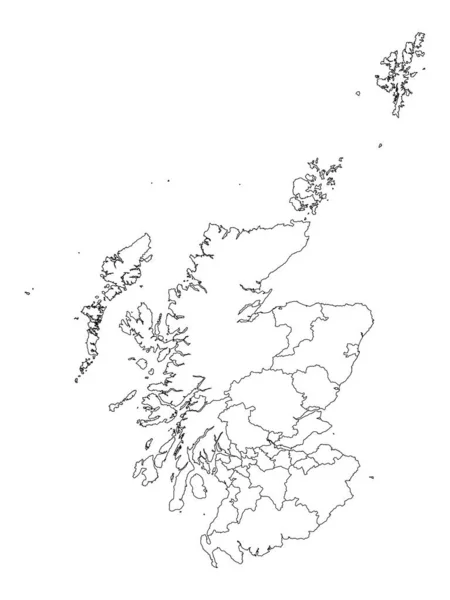 Mapa Plano Blanco Las Zonas Del Consejo Escocia — Archivo Imágenes Vectoriales