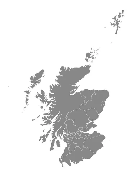 Gray Flat Map Council Areas Scotland — Stock Vector