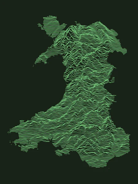 Tactical Military Emerald Mapa Topografia País Europeu Gales — Vetor de Stock