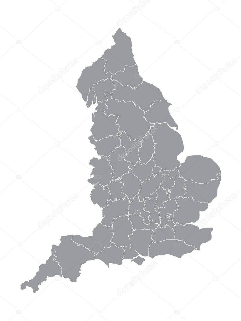 Gray Ceremonial Counties Map of European Country of England
