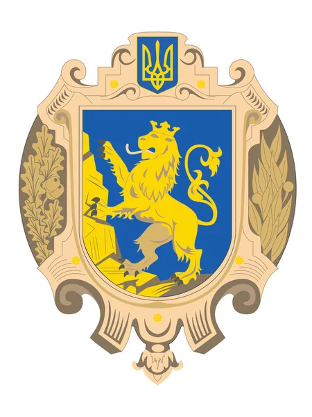 Wapenschild Van Oekraïense Regio Oblast Lviv — Stockvector