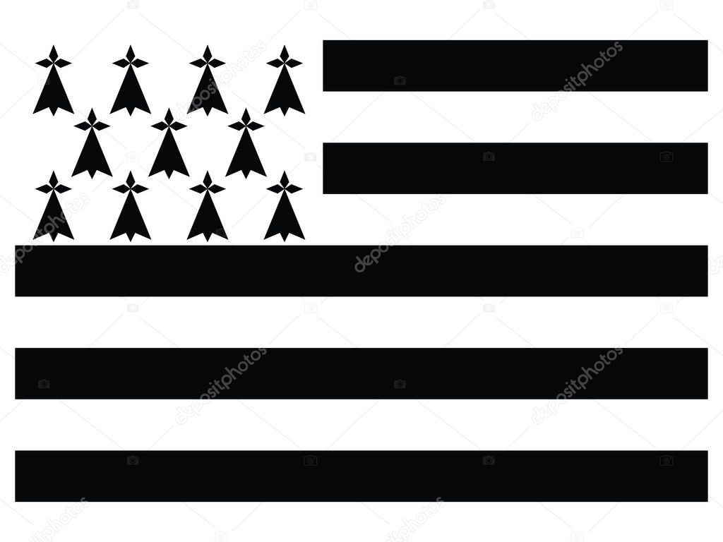 Flag of the French Region of Bretagne (Brittany)