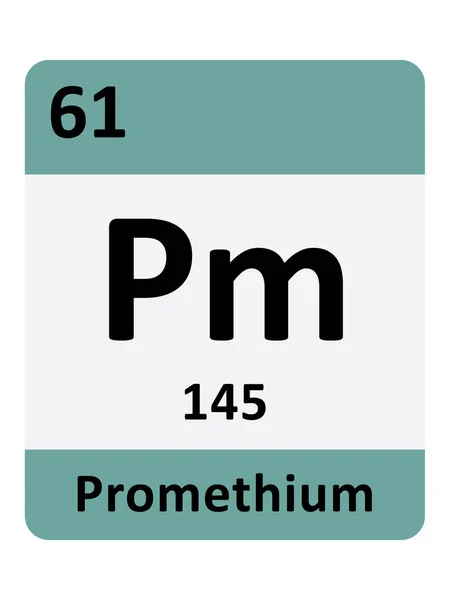 Naam Symbool Atoommassa Atoomnummer Van Het Periodetabel Element Promethium — Stockvector