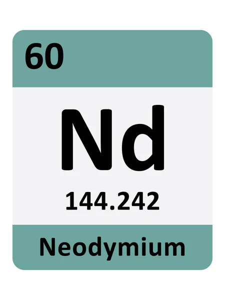 ネオジムの周期表元素の名称 原子質量及び原子数 — ストックベクタ