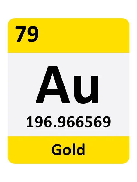 金の周期表元素の名称 原子質量及び原子数 — ストックベクタ