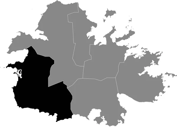アンティグア島の灰色の地図の中のセントメアリー教区の黒い場所 — ストックベクタ