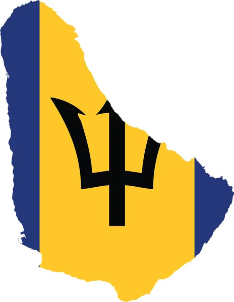 Bandiera Delle Barbados Ritagliata All Interno Della Mappa — Vettoriale Stock