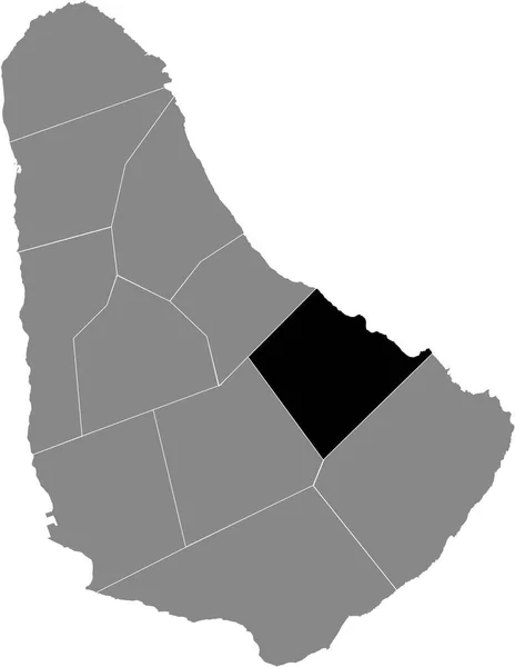 Černá Mapa Umístění Farnosti Svatý Jan Uvnitř Šedé Mapy Barbadosu — Stockový vektor