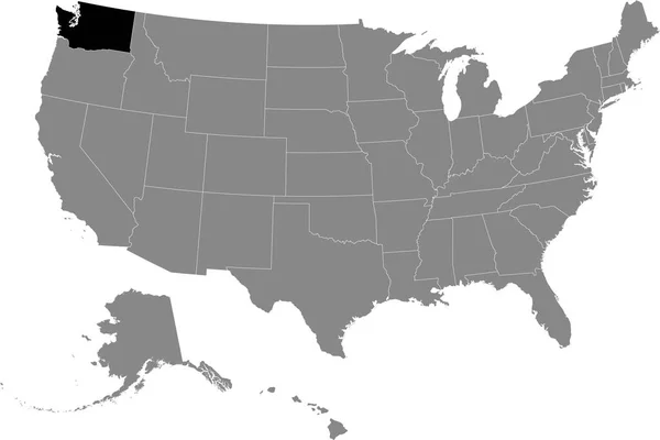联邦华盛顿州的黑色位置图 位于美利坚合众国灰色地图内 — 图库矢量图片