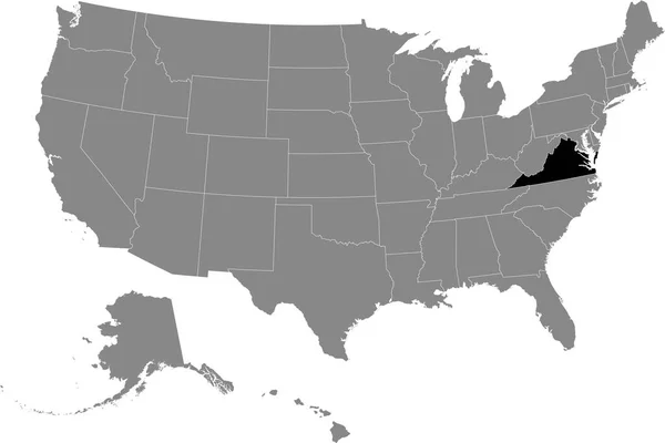 Mapa Localização Estado Americano Virgínia Dentro Mapa Cinza Dos Estados —  Vetores de Stock