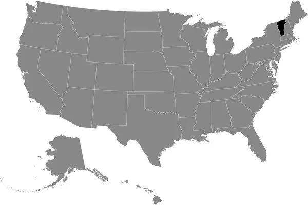 Zwarte Kaart Van Amerikaanse Federale Staat Vermont Grijze Kaart Van — Stockvector