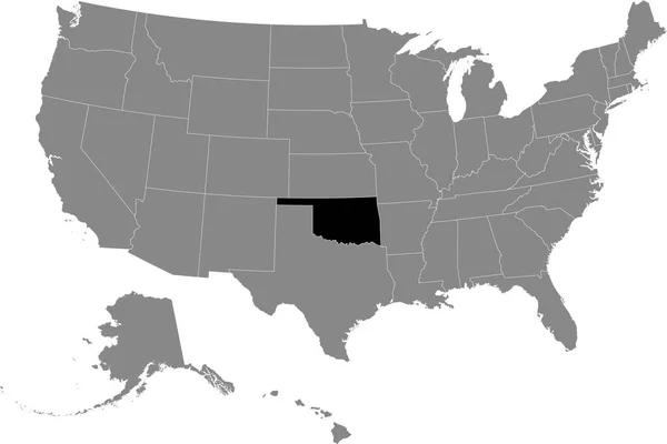 Чёрная Карта Штата Оклахома Внутри Серой Карты Соединенных Штатов Америки — стоковый вектор
