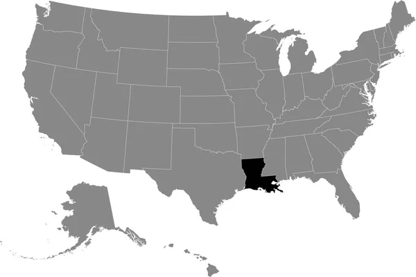 Mappa Nera Localizzazione Dello Stato Federale Della Louisiana All Interno — Vettoriale Stock