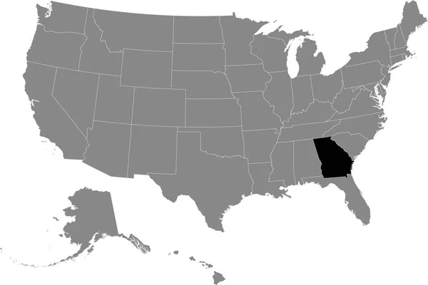 Czarna Mapa Lokalizacji Federalnego Stanu Georgia Wewnątrz Szarej Mapy Stanów — Wektor stockowy