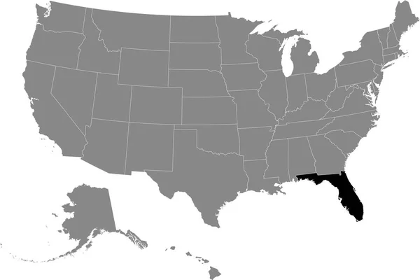 Zwarte Kaart Van Amerikaanse Federale Staat Florida Grijze Kaart Van — Stockvector