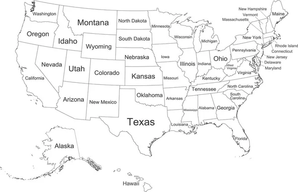 Carte Fédérale Vectorielle Blanche Des États Unis Amérique Avec Des — Image vectorielle