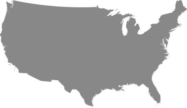 Amerika Birleşik Devletleri 'nin gri vektör haritası (Alaska ve Hawaii' siz kıta ABD))