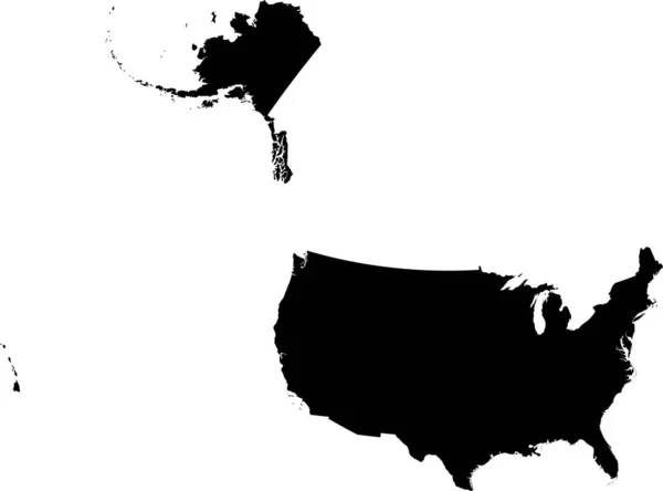 Mapa Vectorial Negro Los Estados Unidos América Vista Ortográfica — Vector de stock