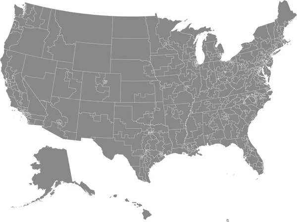 Mapa Condados Vectoriales Grises Los Estados Federales Estados Unidos América — Vector de stock