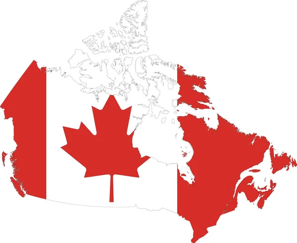 Vlag Van Canada Gekapt Zijn Kaart — Stockvector