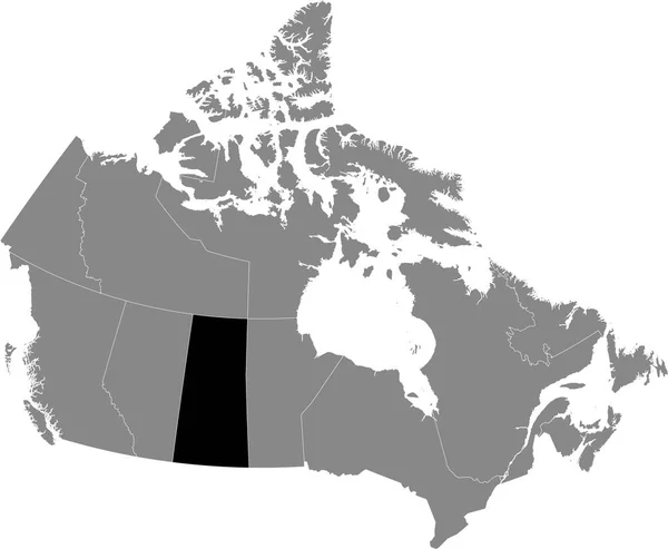 加拿大灰度地图内萨斯喀彻温省黑人位置图 — 图库矢量图片