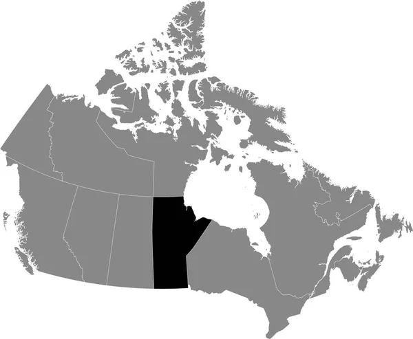 Mapa Ubicación Negro Provincia Manitoba Dentro Del Mapa Gris Canadá — Vector de stock